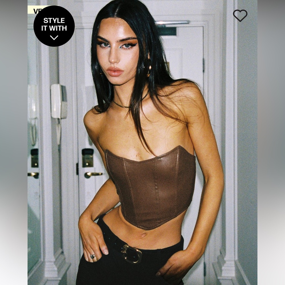 Brown Faux Leather Corset